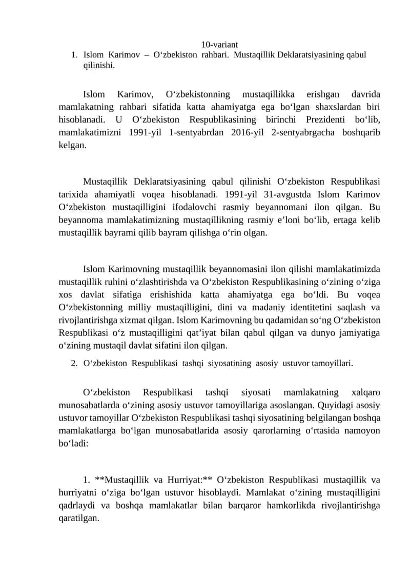 Islom Karimov – O‘zbekiston rahbari 1