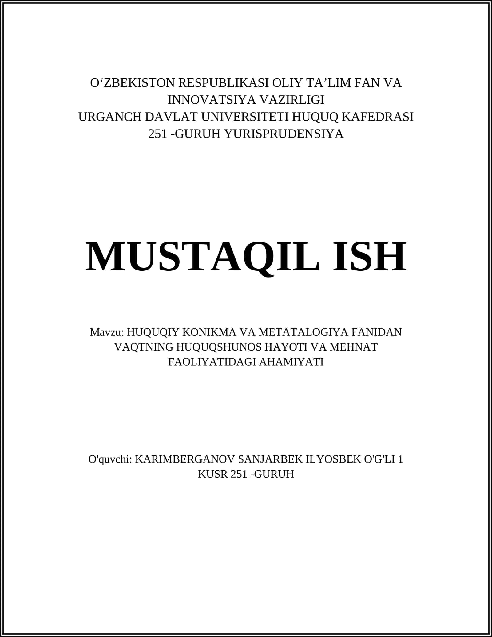 Huquqiy Ko‘nikmalar va Metodologiya Nuqtai Nazaridan Huquqshunosning Vaqtni Boshqarish Tamoyillari 1