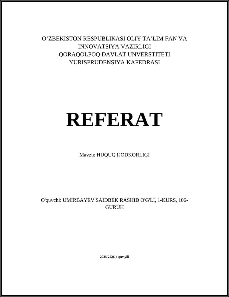 HUQUQ IJODKORLIGI 1