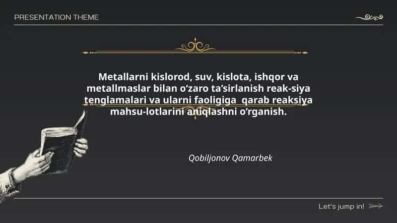 Metallarning kimyoviy ta'siri 1
