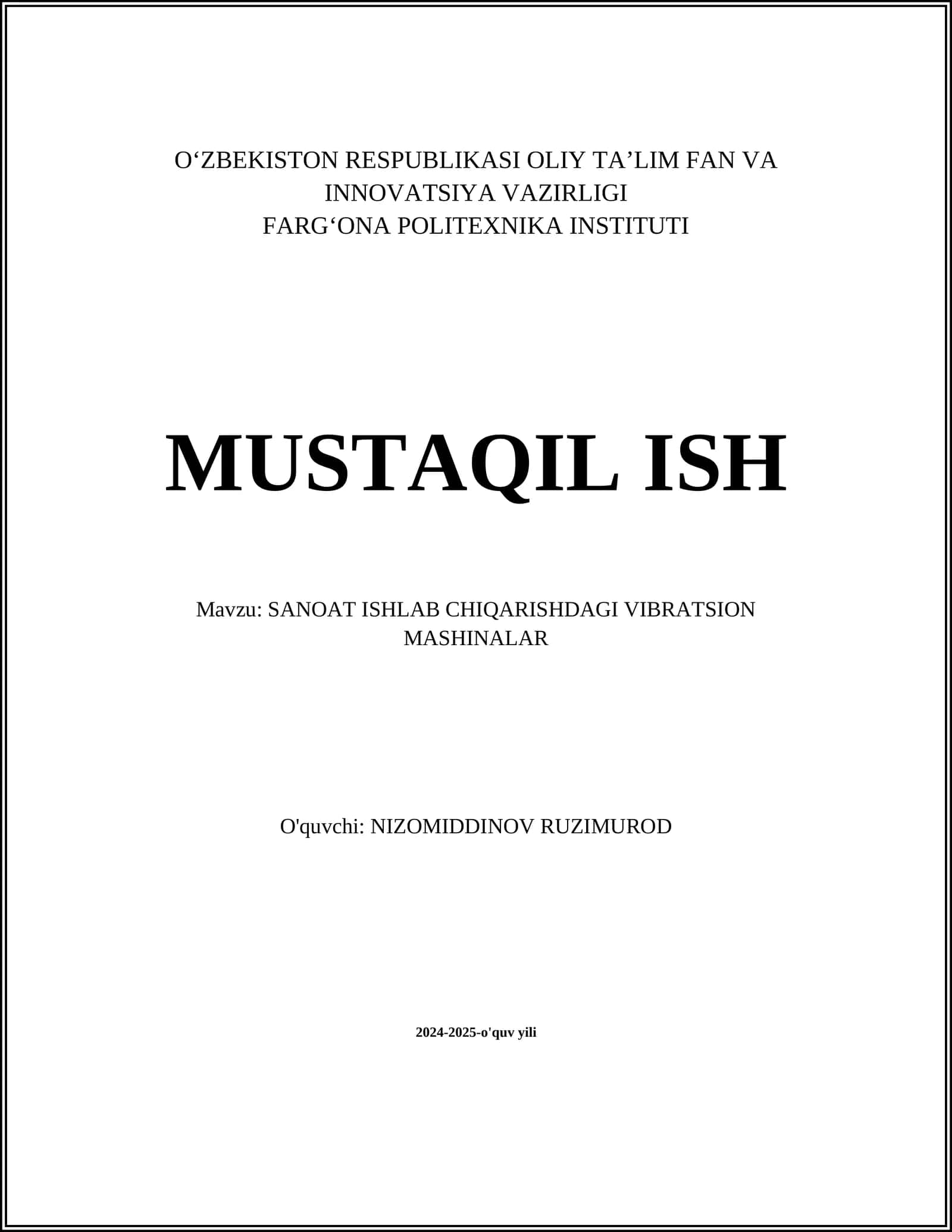 SANOAT ISHLAB CHIQARISHDAGI VIBRATSION MASHINALAR 1