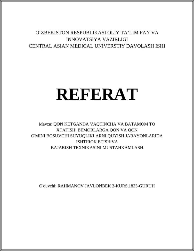 Qonni vaqtincha to'xtatishning asosiy usullari 1