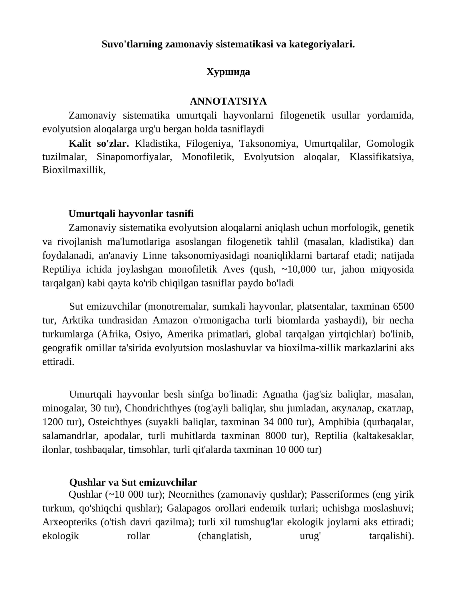 Zamonaviy sistematika va kategoriyalari 1