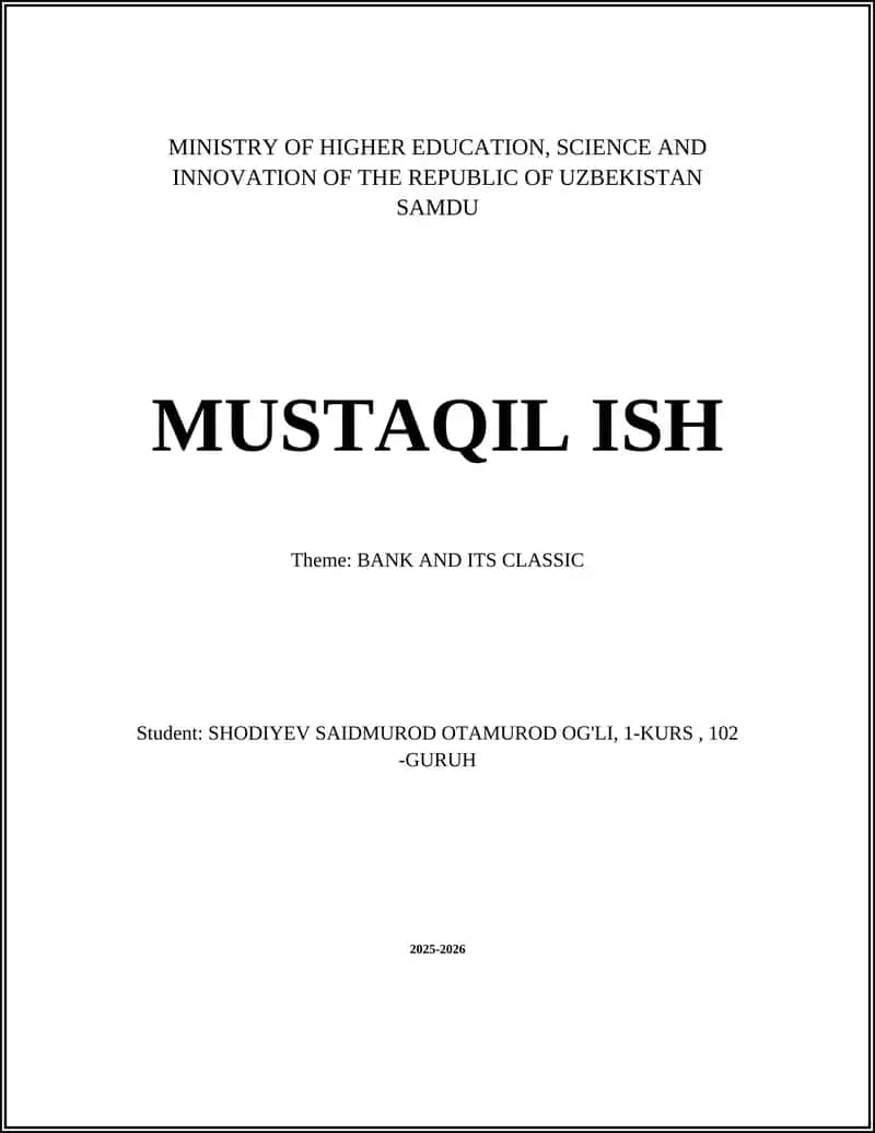 MUSTAQIL ISH - Theme BANK AND ITS CLASSIC 1