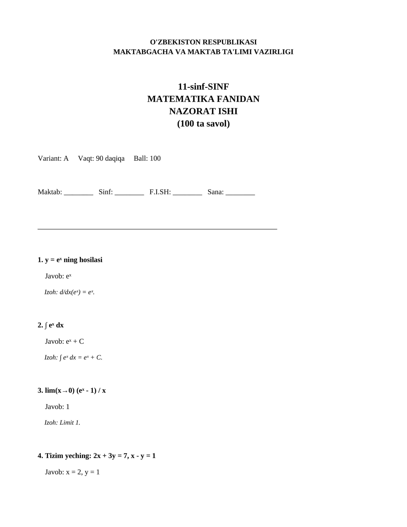 11-sinf-SINF MATEMATIKA FANIDAN NAZORAT ISHI 1