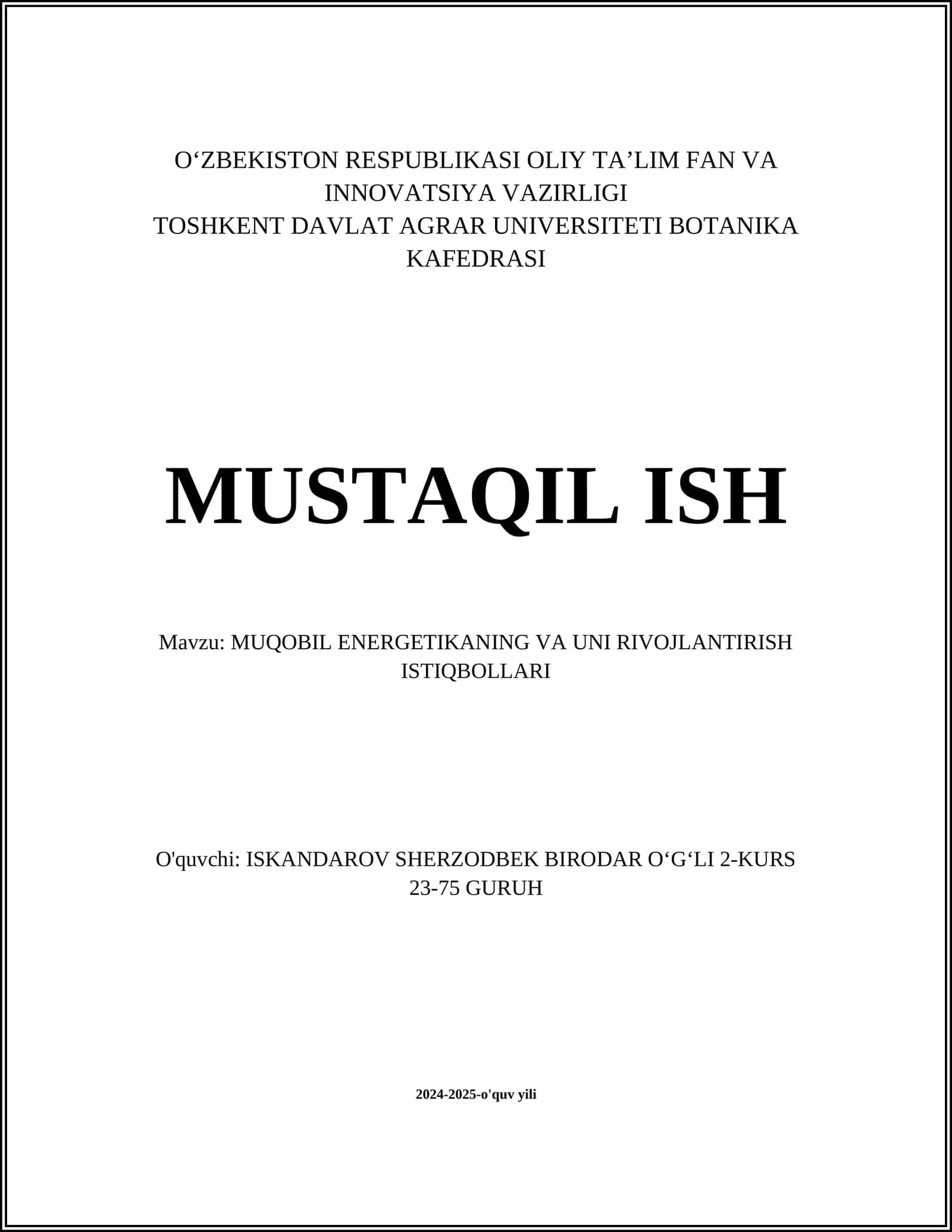 Quyosh Energetikasi 1