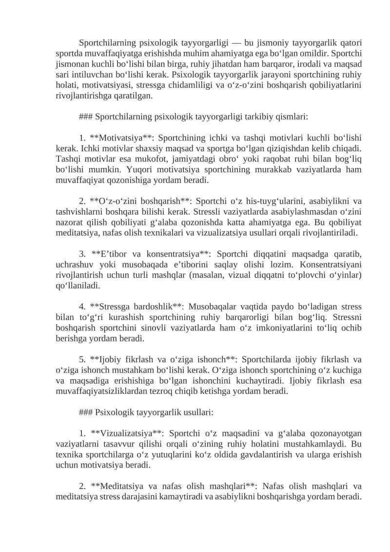 Sportchilarning psixologik tayyorgarligi 1