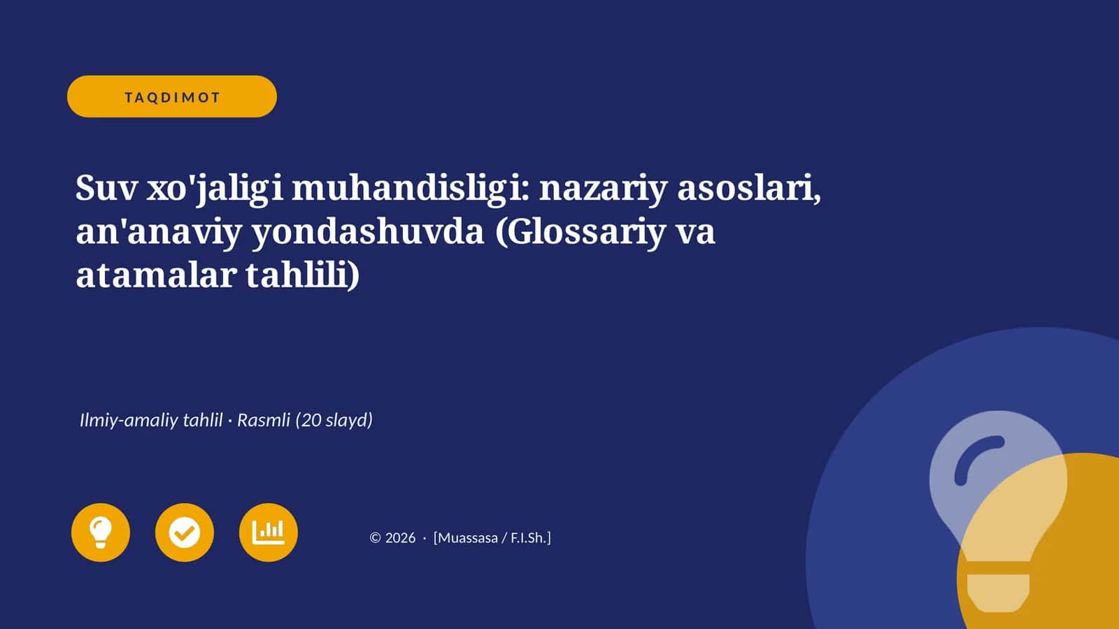 Suv xo'jaligi muhandisligi: nazariy asoslari, an'anaviy yondashuvda (Glossariy va atamalar tahlili) 1