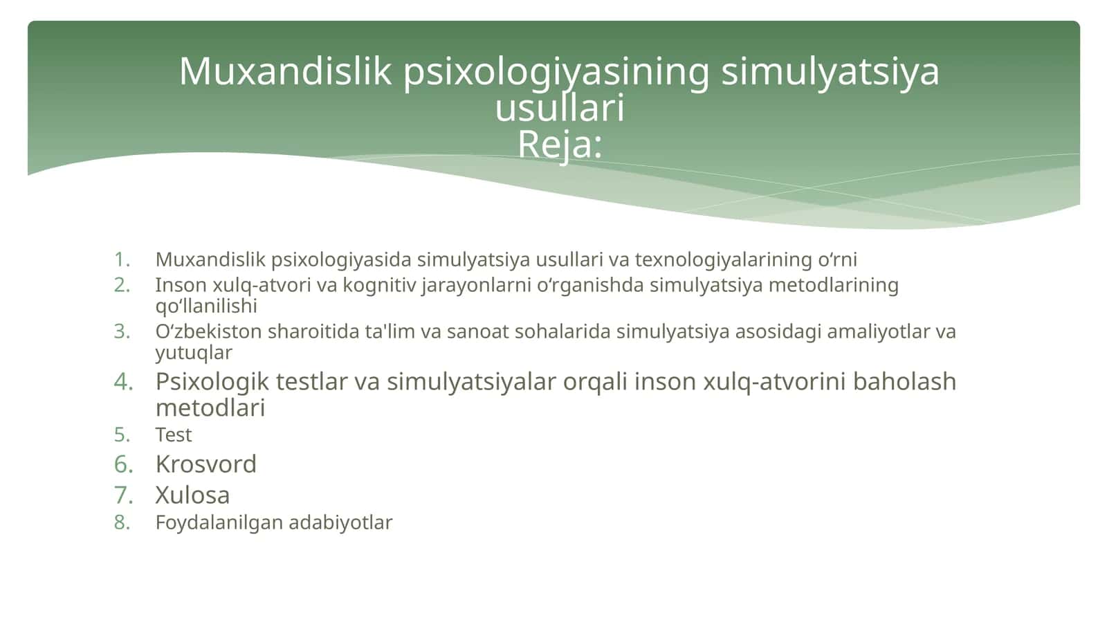 Muxandislik psixologiyasida simulyatsiya usullari va texnologiyalarining asosiy roli 1