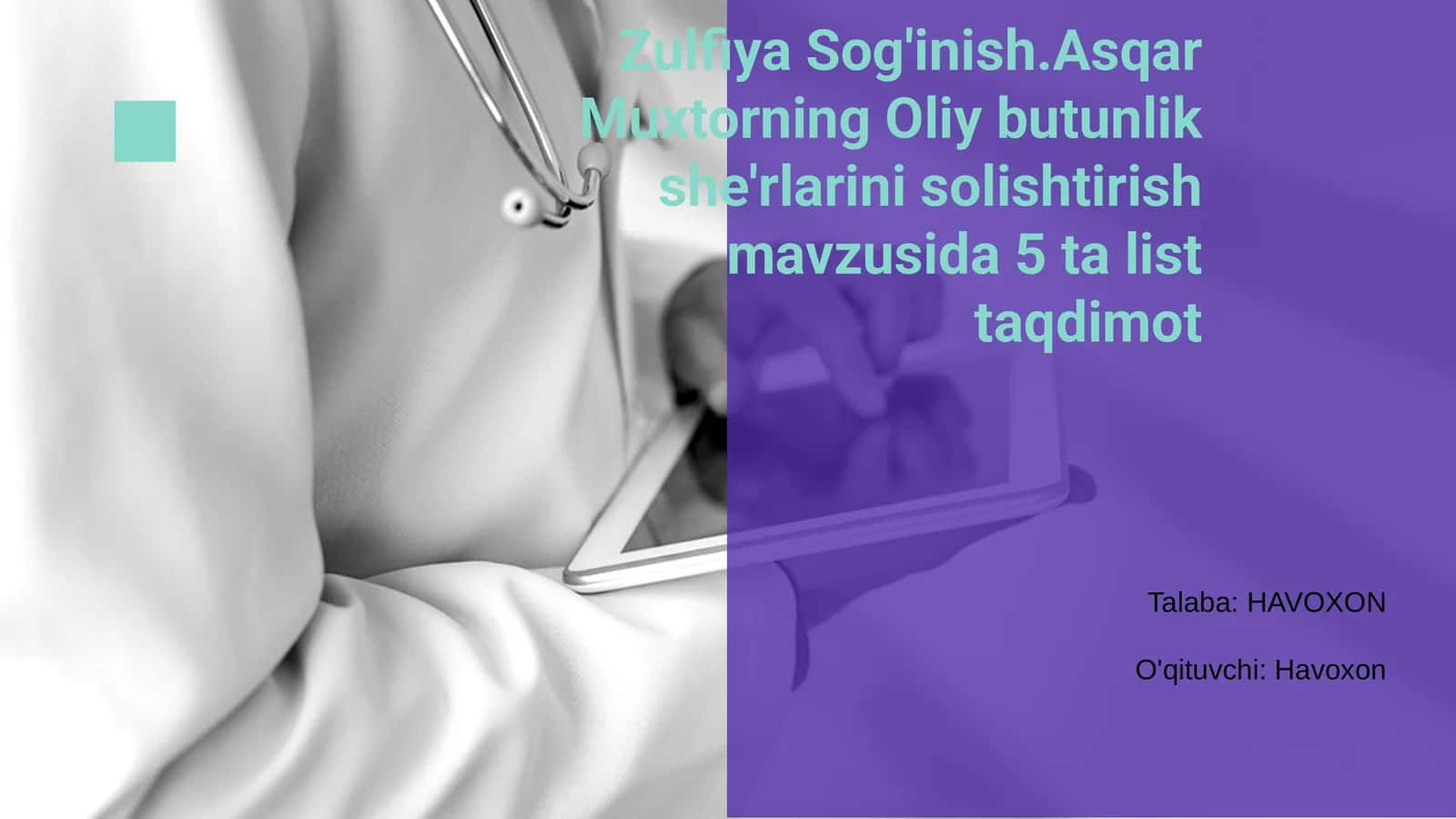 Oliy butunlikning she'rlarini solishtirish 1