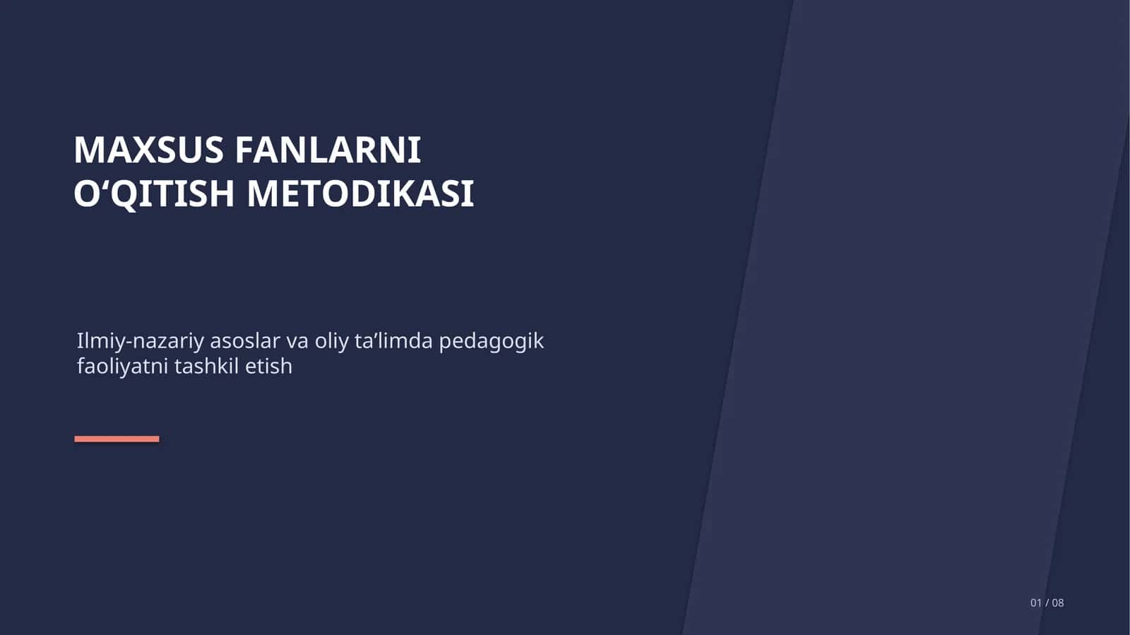 MAXSUS FANLARNI O‘QITISH METODIKASI 1