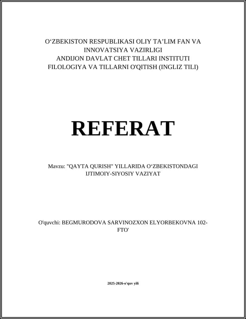 Qayta qurish siyosati O‘zbekistonda 1