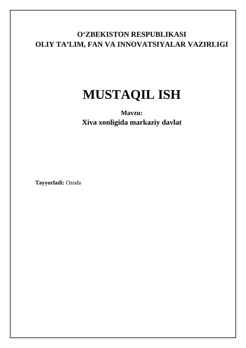 Xiva xonligida markaziy davlat 1