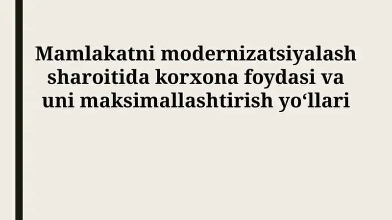 O'zbekiston korxona foydasining roli modernizatsiya jarayonida 1