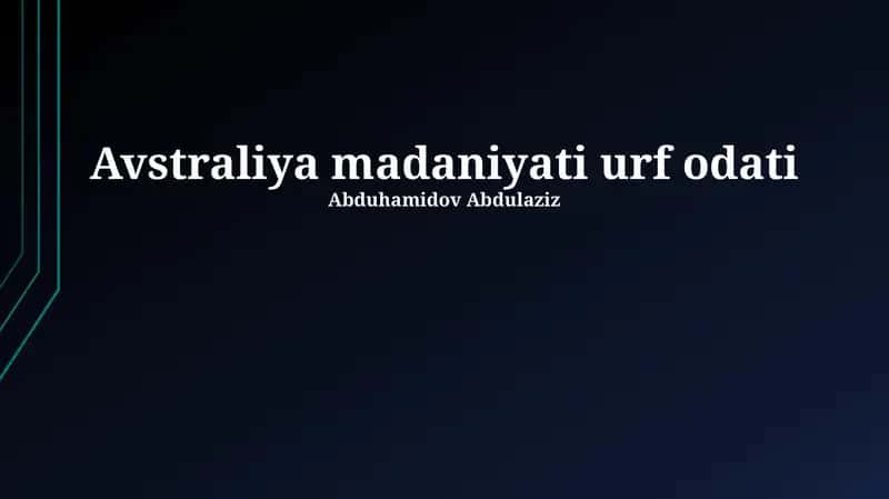 Avstraliya madaniyati urf odati 1