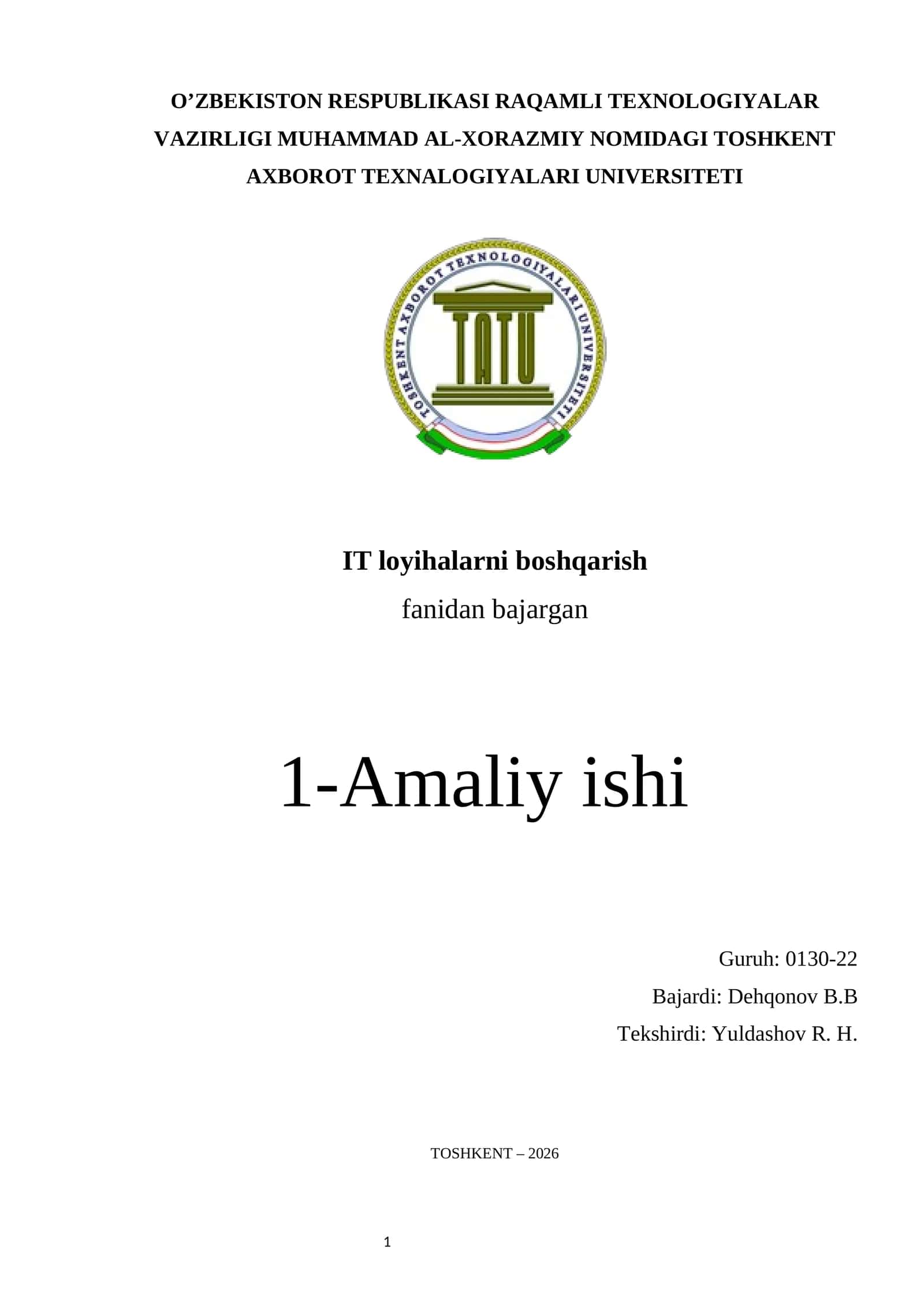 “Online ta’lim platformasini yaratish loyihasini boshqarish konsepsiyasi (PMBOK asosida)” 1