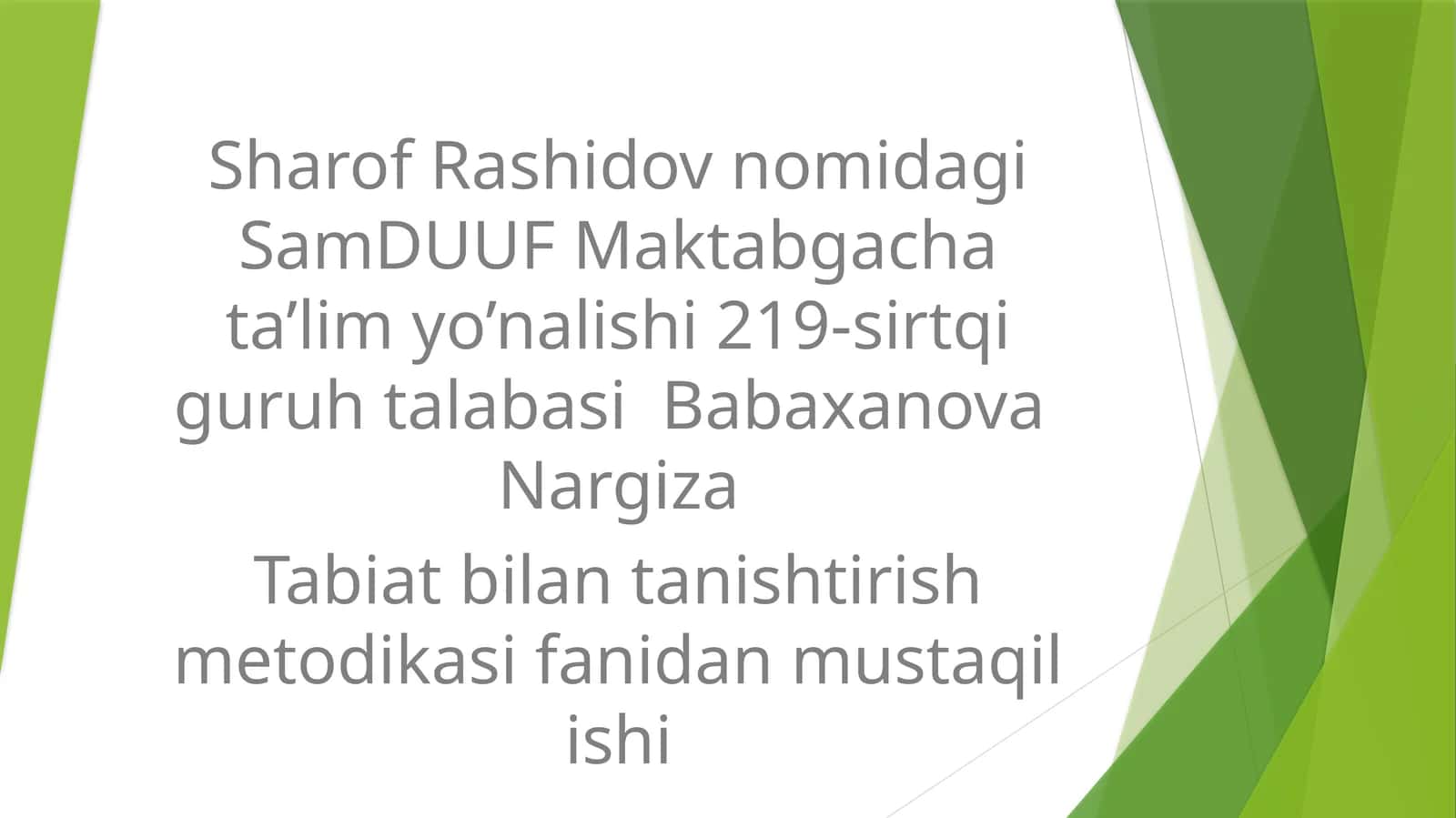 Kattaguruhlarga tabiatga oid o'yinlarni tashkil etishning mashg'ulot islanmalarini tuzish 1