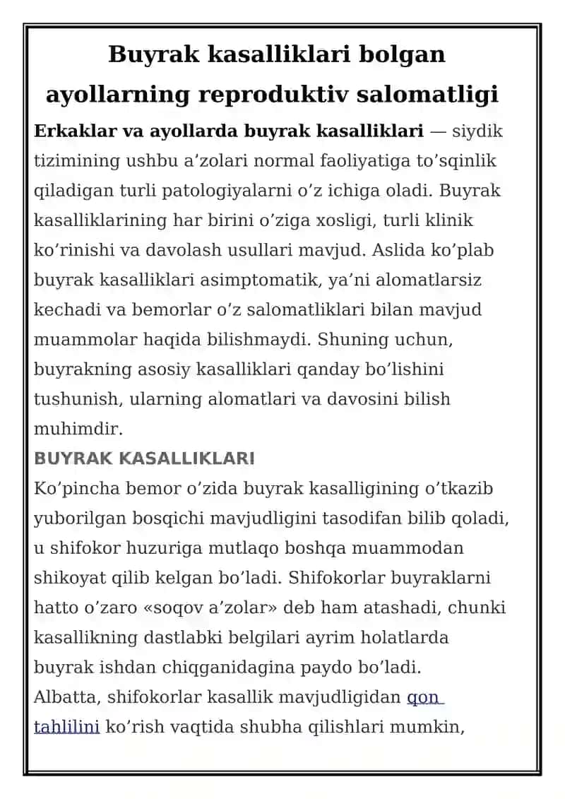 Buyrak kasalliklari 1