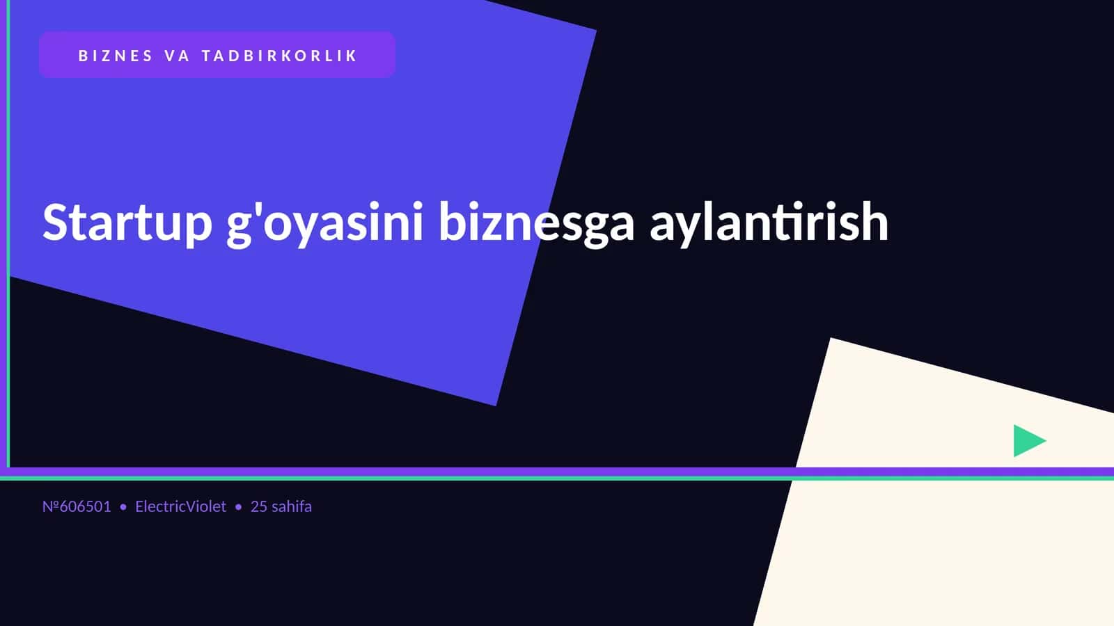Startup g'oyasini biznesga aylantirish 1