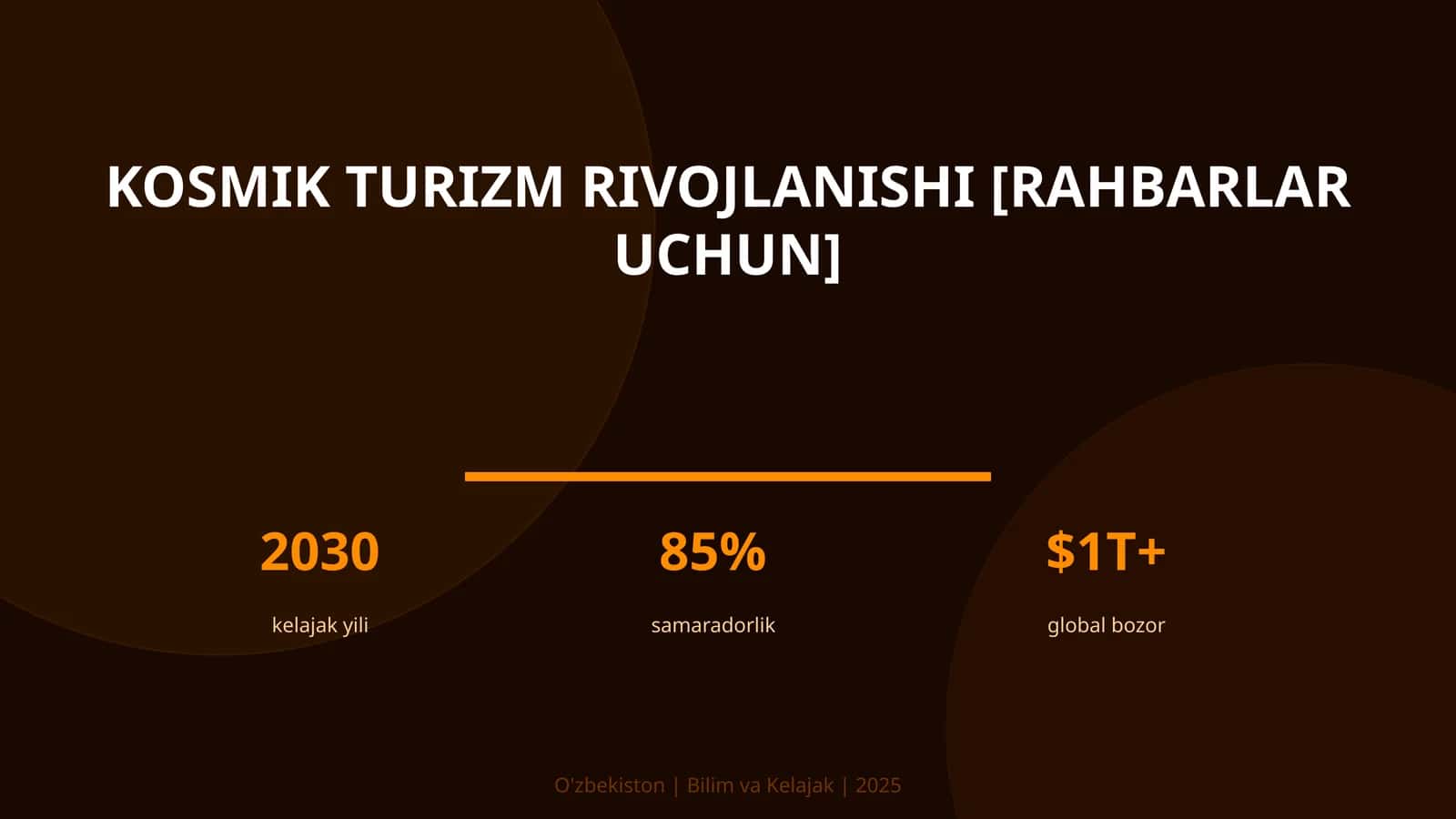 Kosmik turizm rivojlanishi [rahbarlar uchun] 1