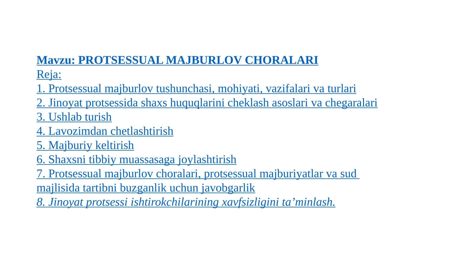 PROTSESSUAL MAJBURLOVCHORALARI 1