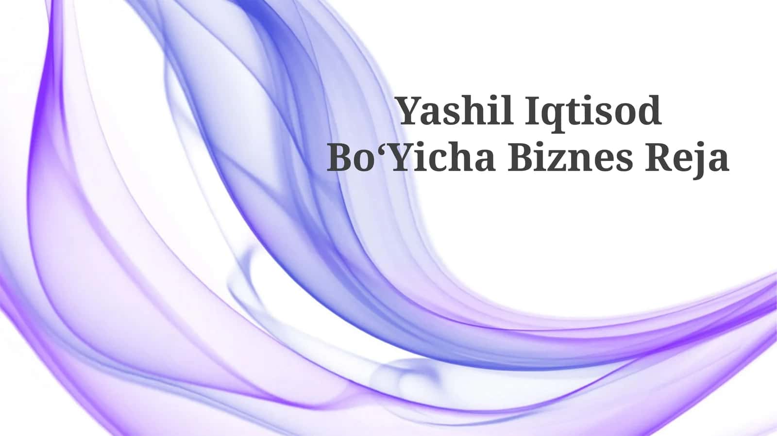 Yashil Iqtisod BoʻYicha Biznes Reja 1