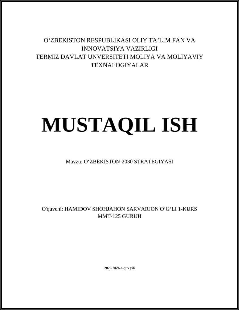 O'ZBEKISTON-2030 STRATEGIYASI 1