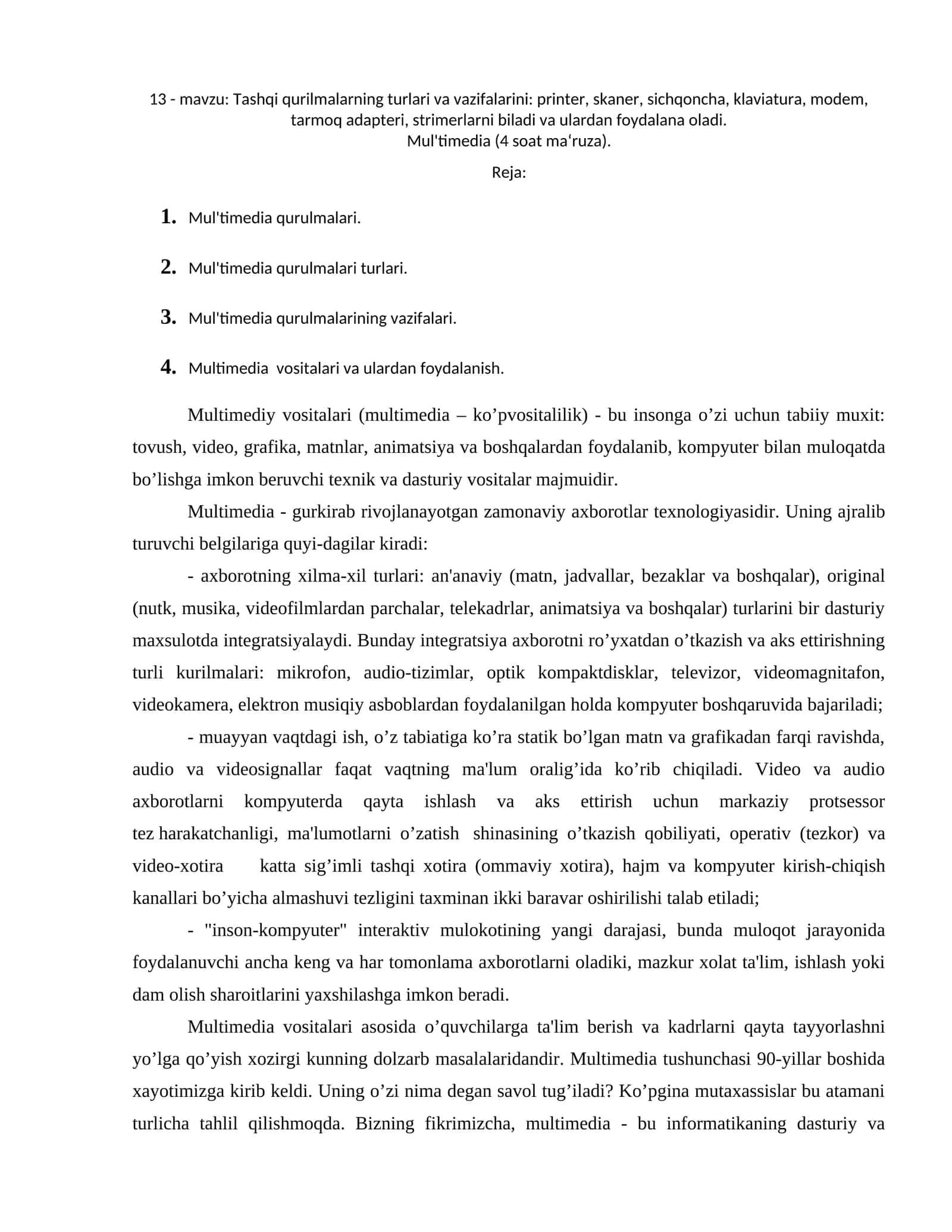 Multimedia qurulmalar 1