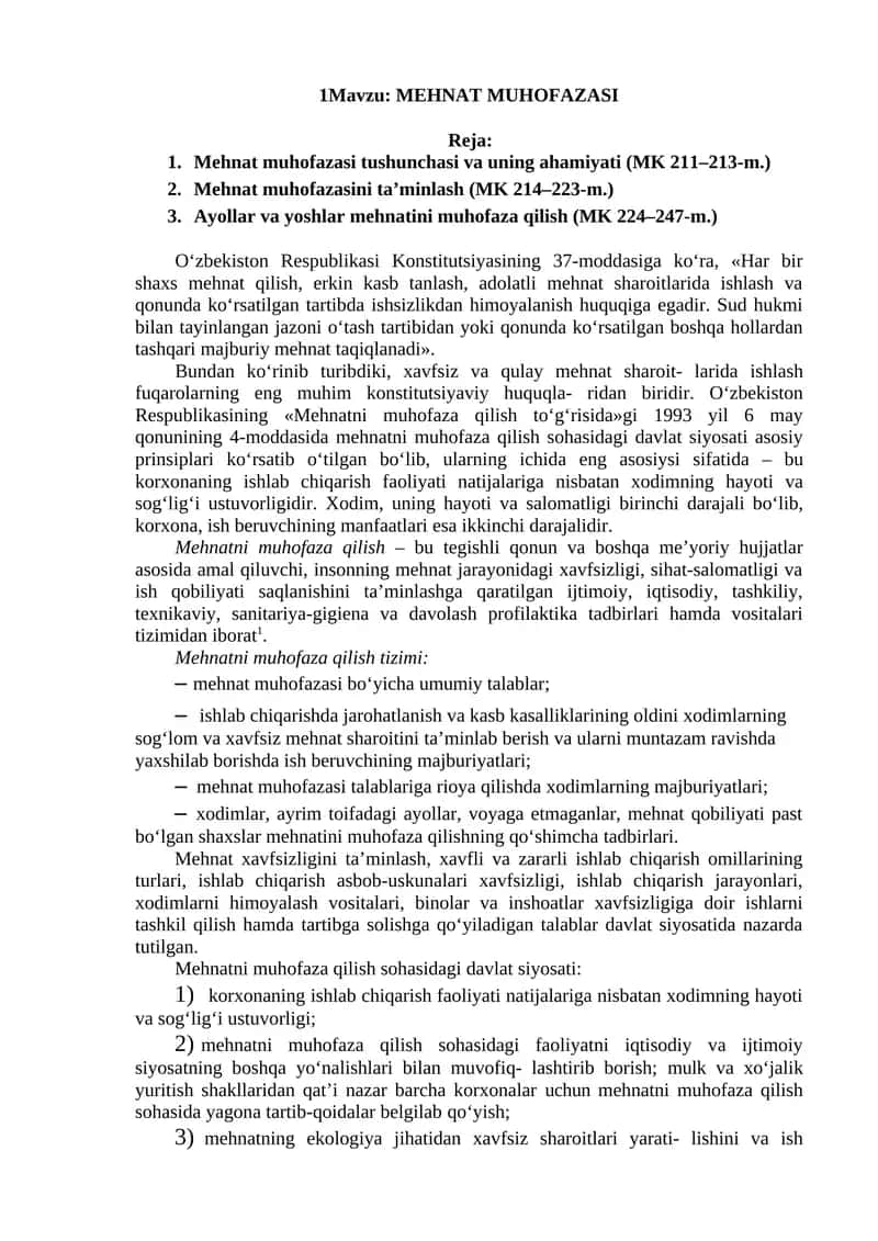 MEHNAT MUHOFAZASI 1