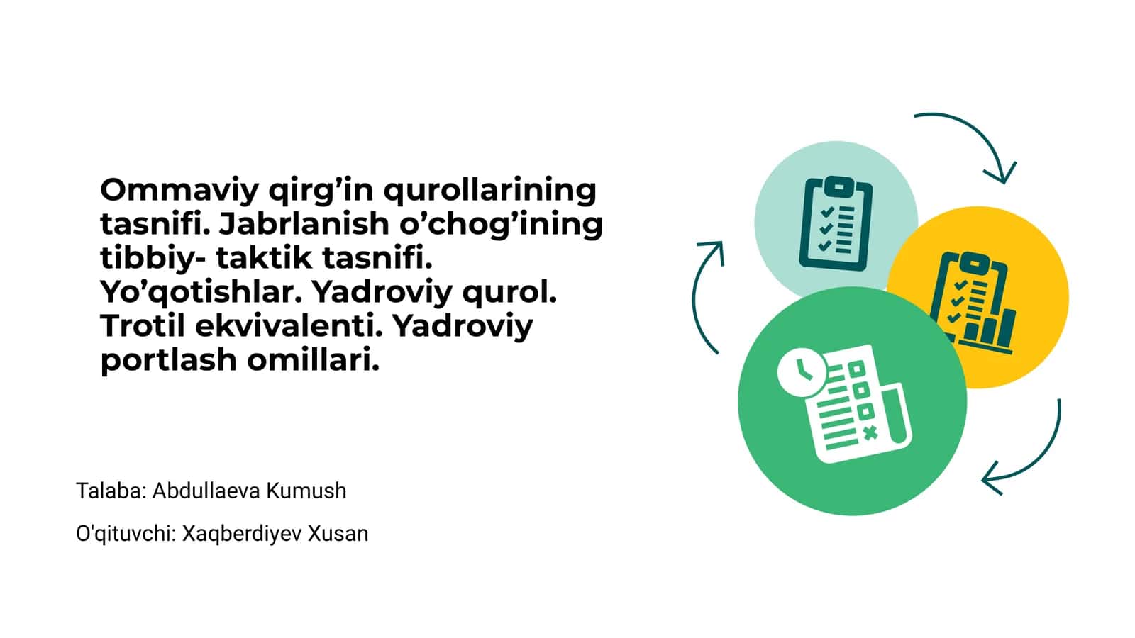 Ommaviy qirg’in qurollarining tasnifi 1