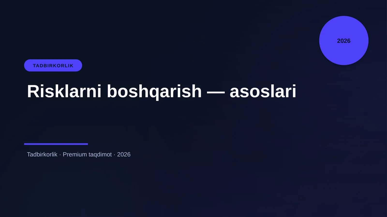 Risklarni boshqarish — asoslari 1