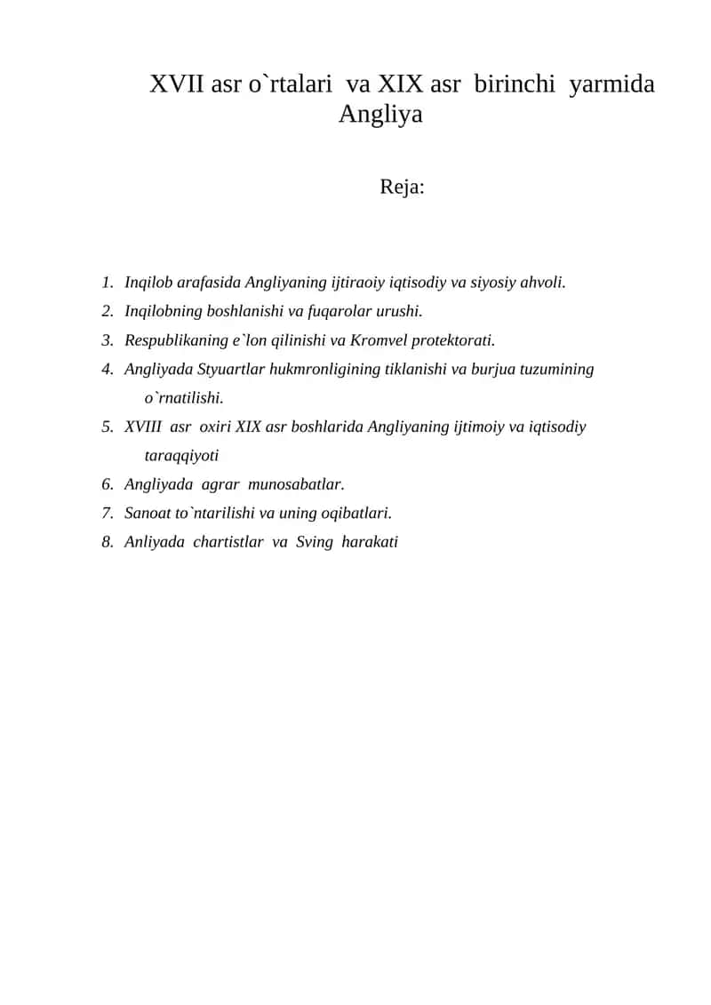XVII asr Ingliz burjua inqilobi 1