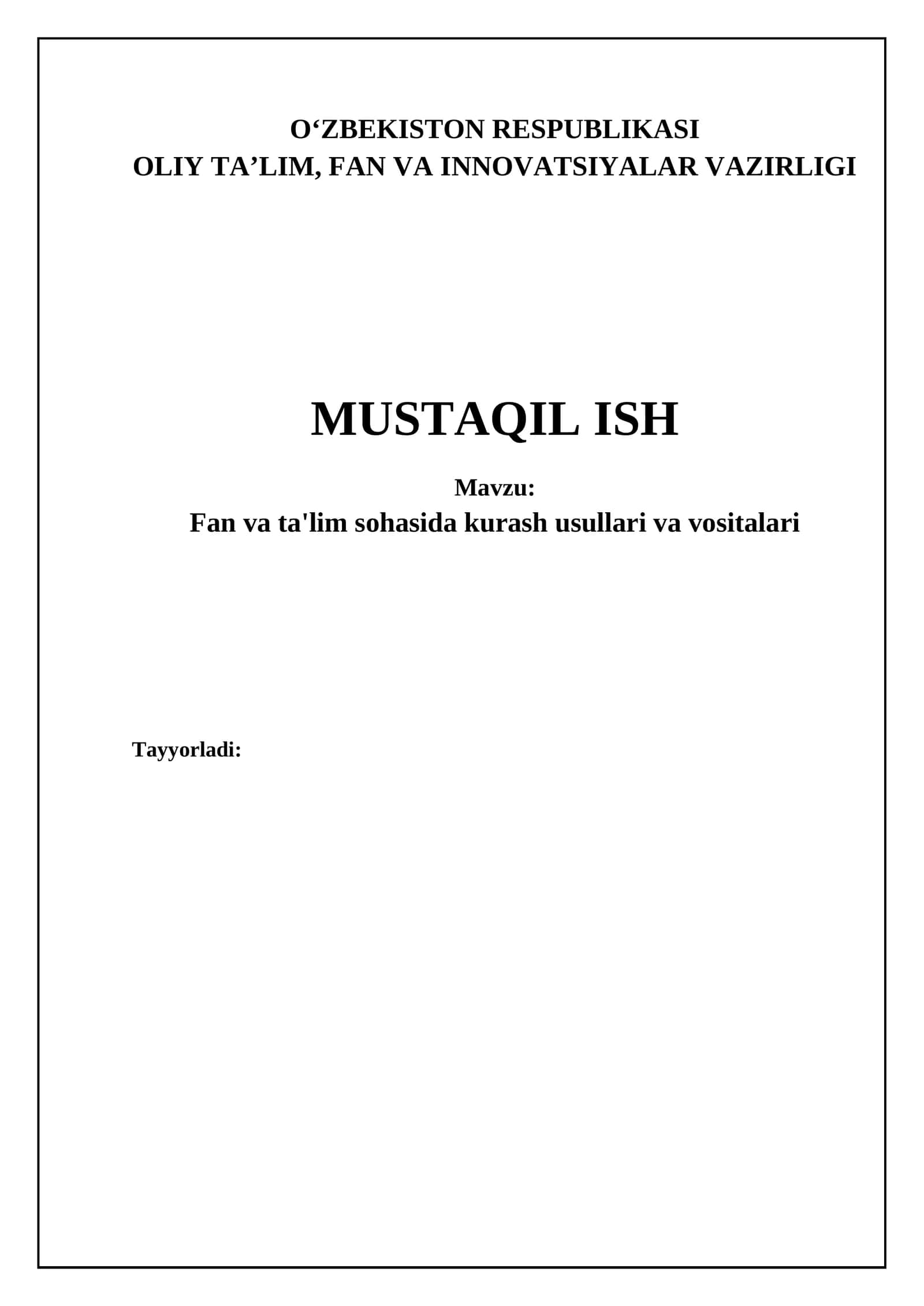 Fan va ta'lim sohasida kurash usullari va vositalari 1