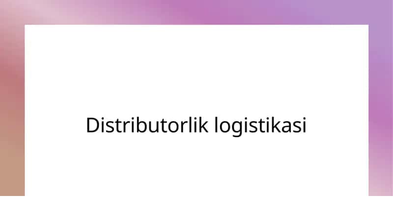 Distributorlik logistikasi 1