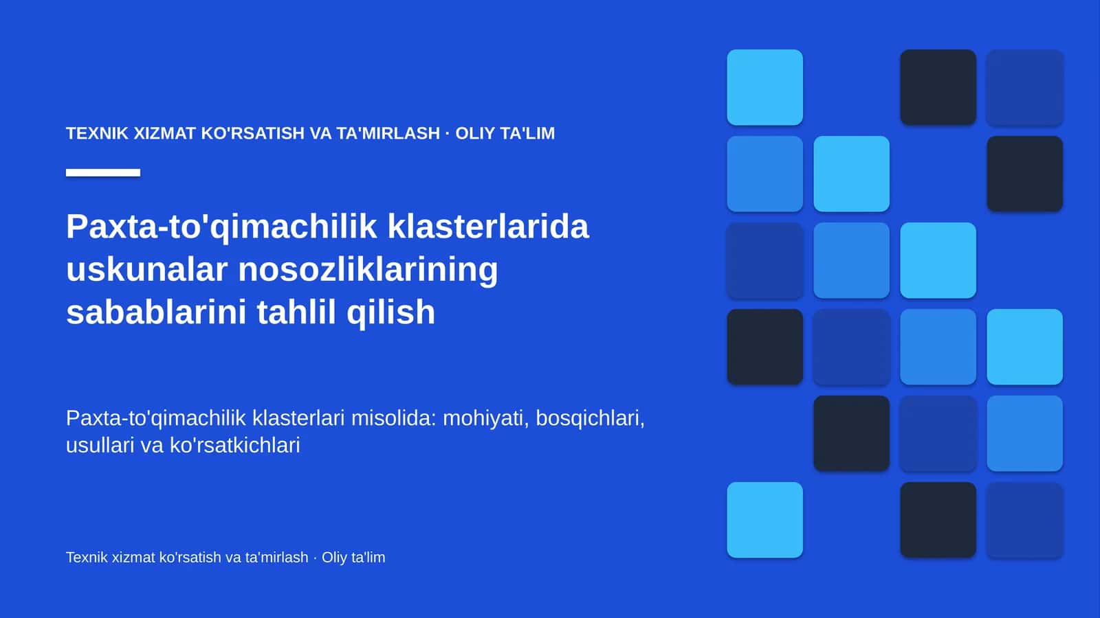 paxta to'qimachilik klasterlarida uskunalar nosozliklarining sabablarini tahlil qilish 6243 1