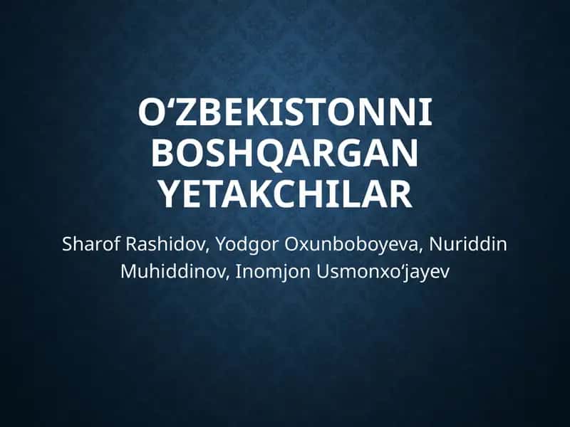 Sharof Rashidov, Yodgor Oxunboboyeva, Nuriddin Muhiddinov, Inomjon Usmonxo‘jayev 1