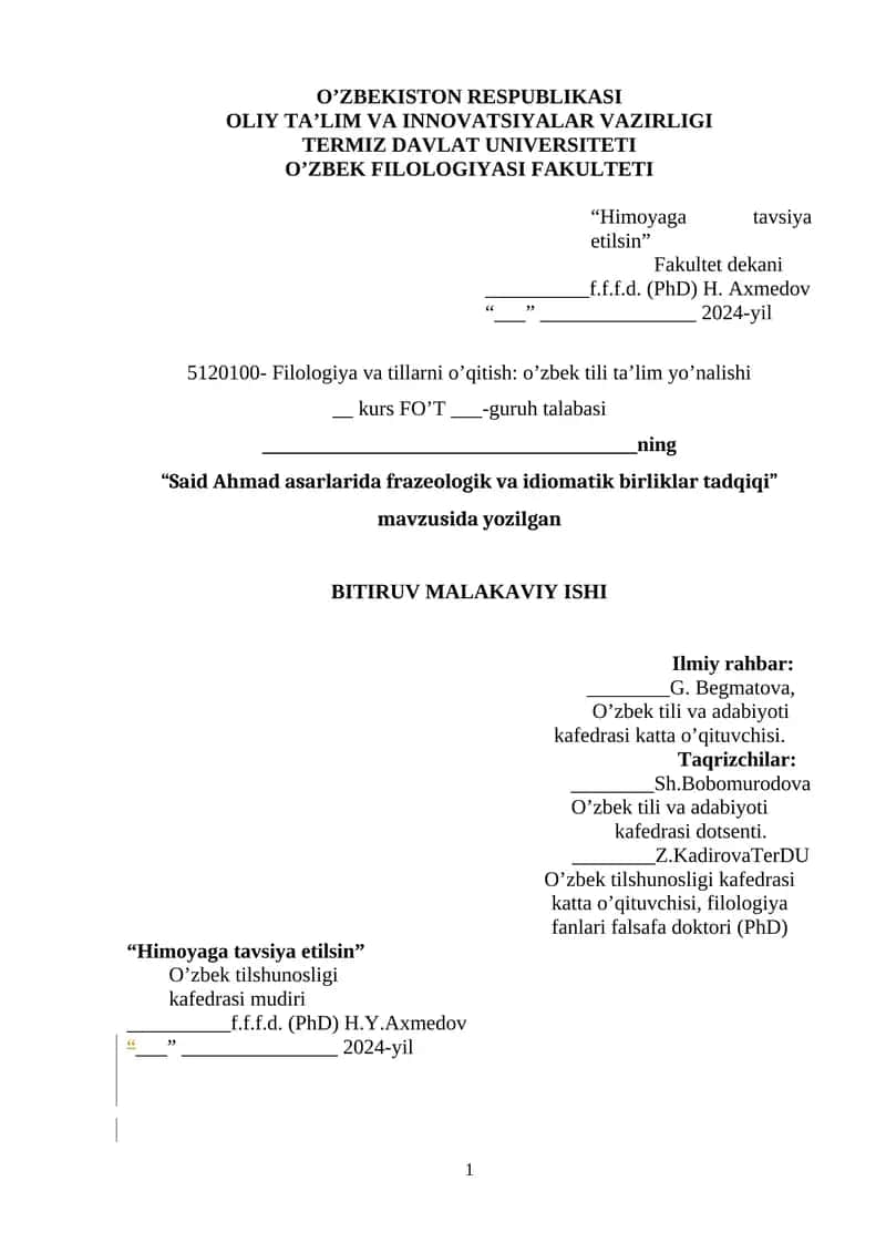 Said Ahmad asarlarida frazeologik va idiomatik birliklar tadqiqi 1