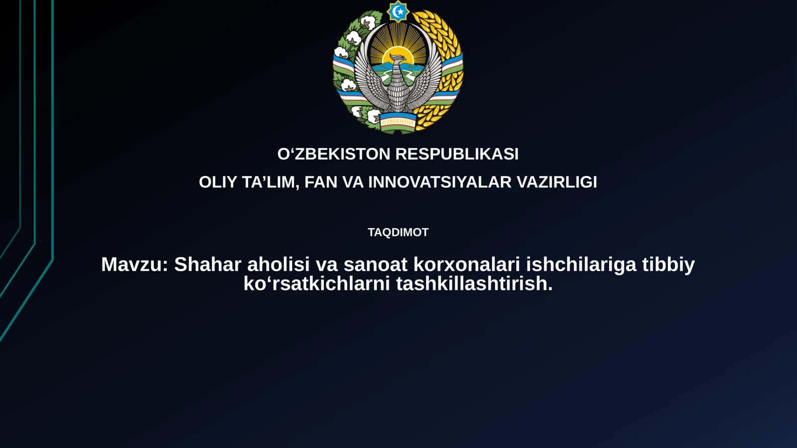Shaharaholisivasanoatkorxonalariishchilarigatibbiykoʻrsatkichlarnitashkillashtirish 1