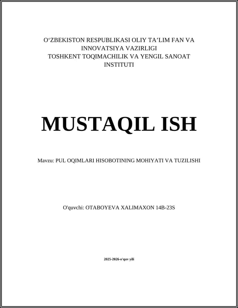 Pul oqimlari hisobotining mohiyati va tuzilishi 1