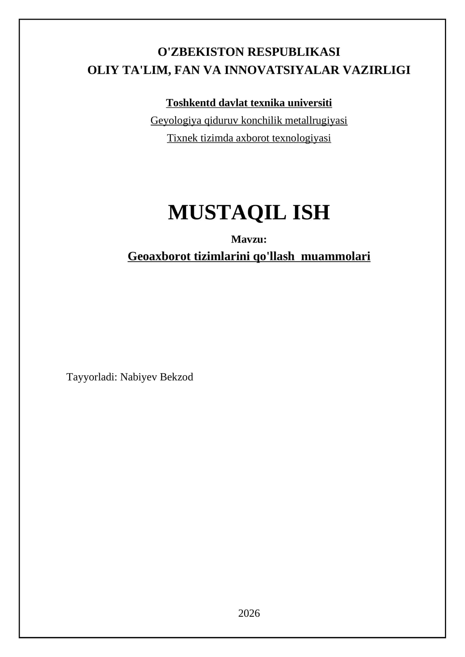 Geoaxborot tizimlarini qo'llash muammolari 1