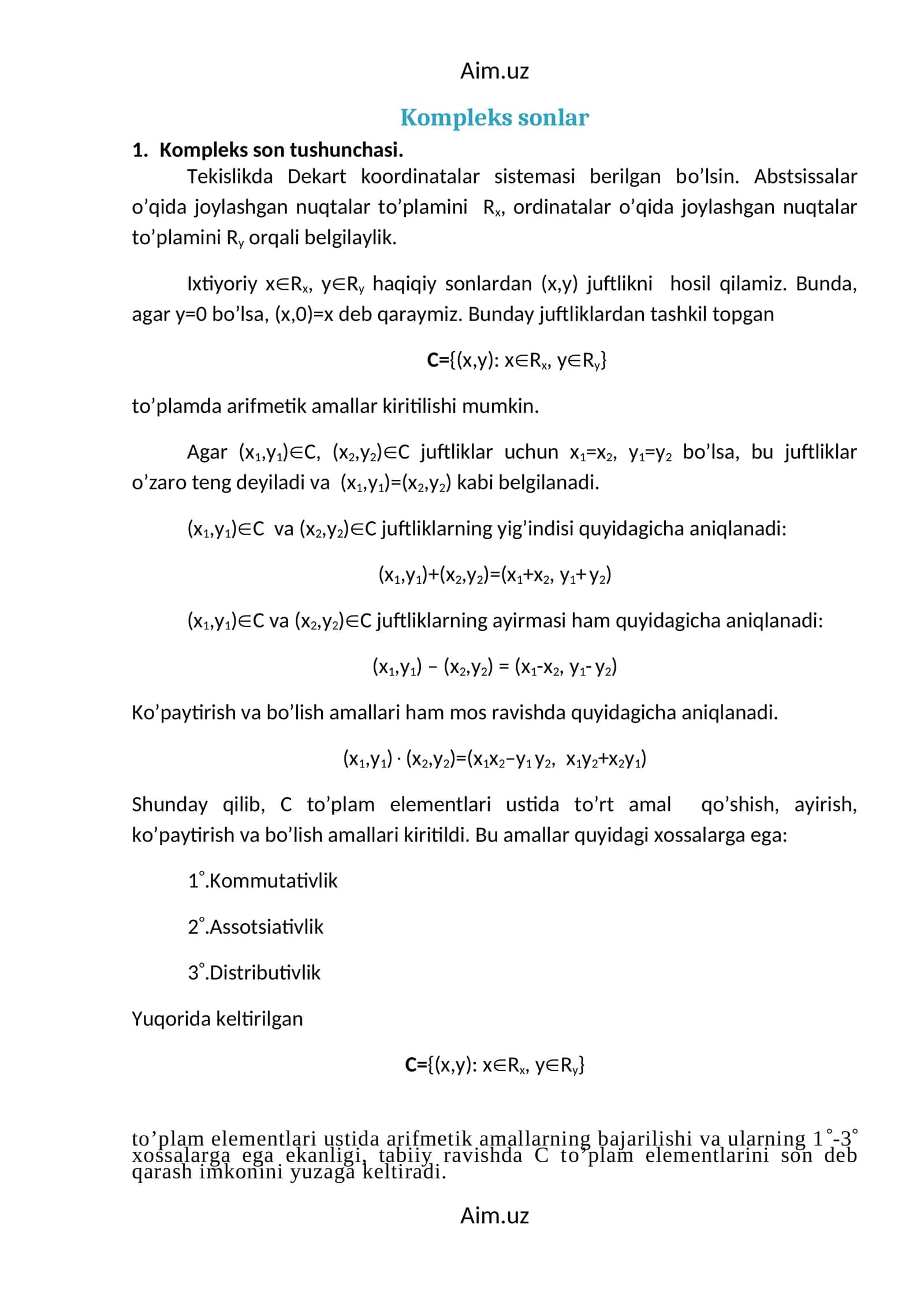 Kompleks sonlar 1