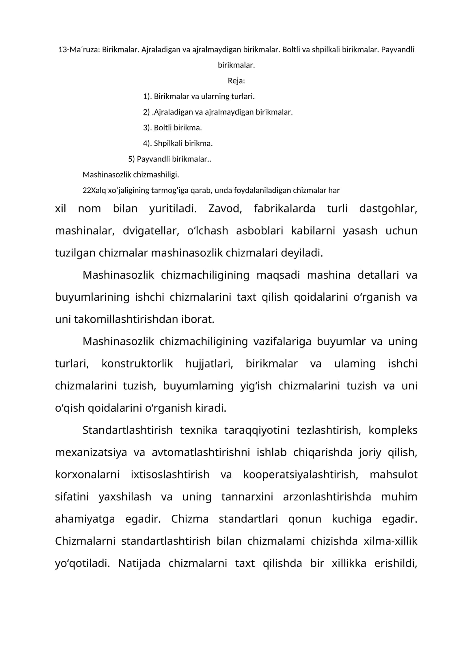 Mashinasozlik chizmashiligi 1
