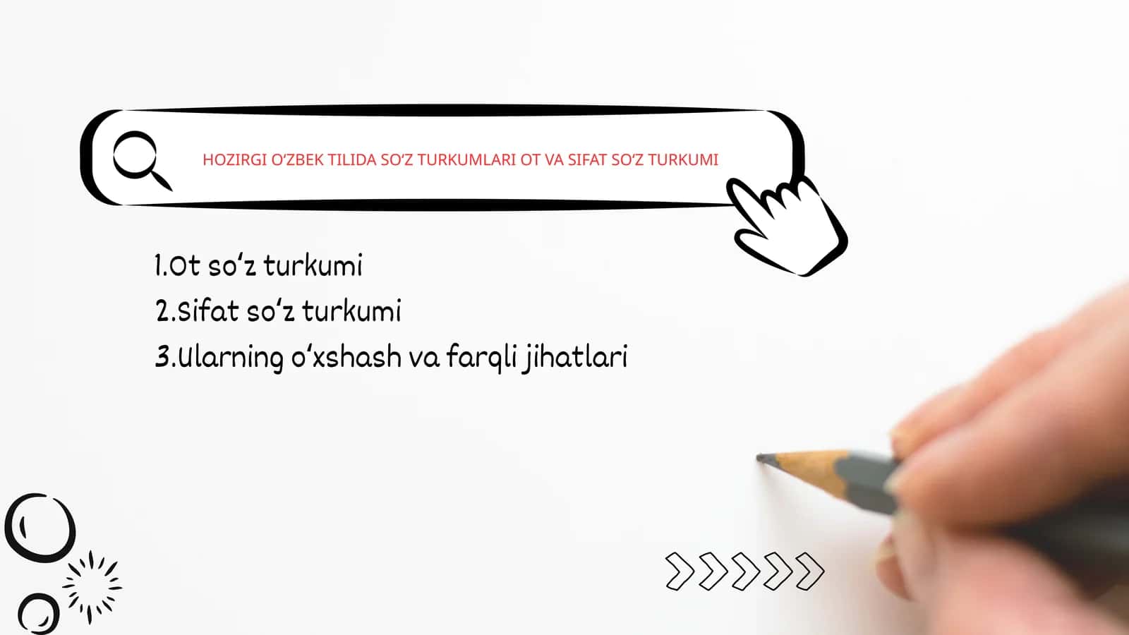 Oʻzbek tilida soʻz turkumlari ot va sifat soʻz turkumi 1