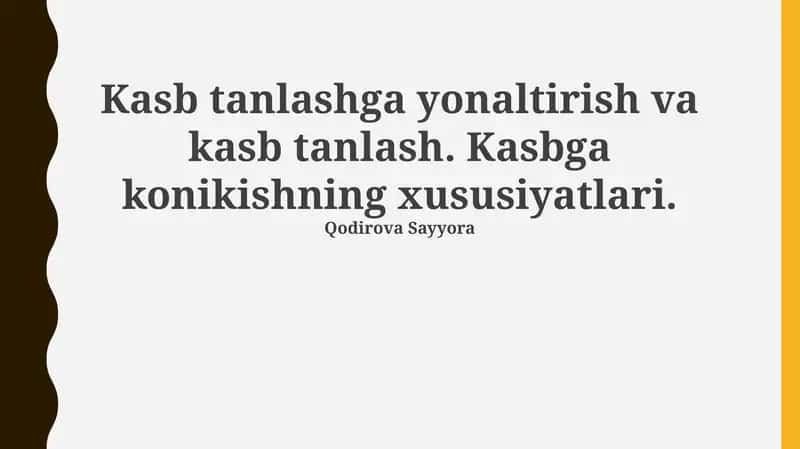 Kasb Tanlash Nazariyalari va Imkoniyatlari 1