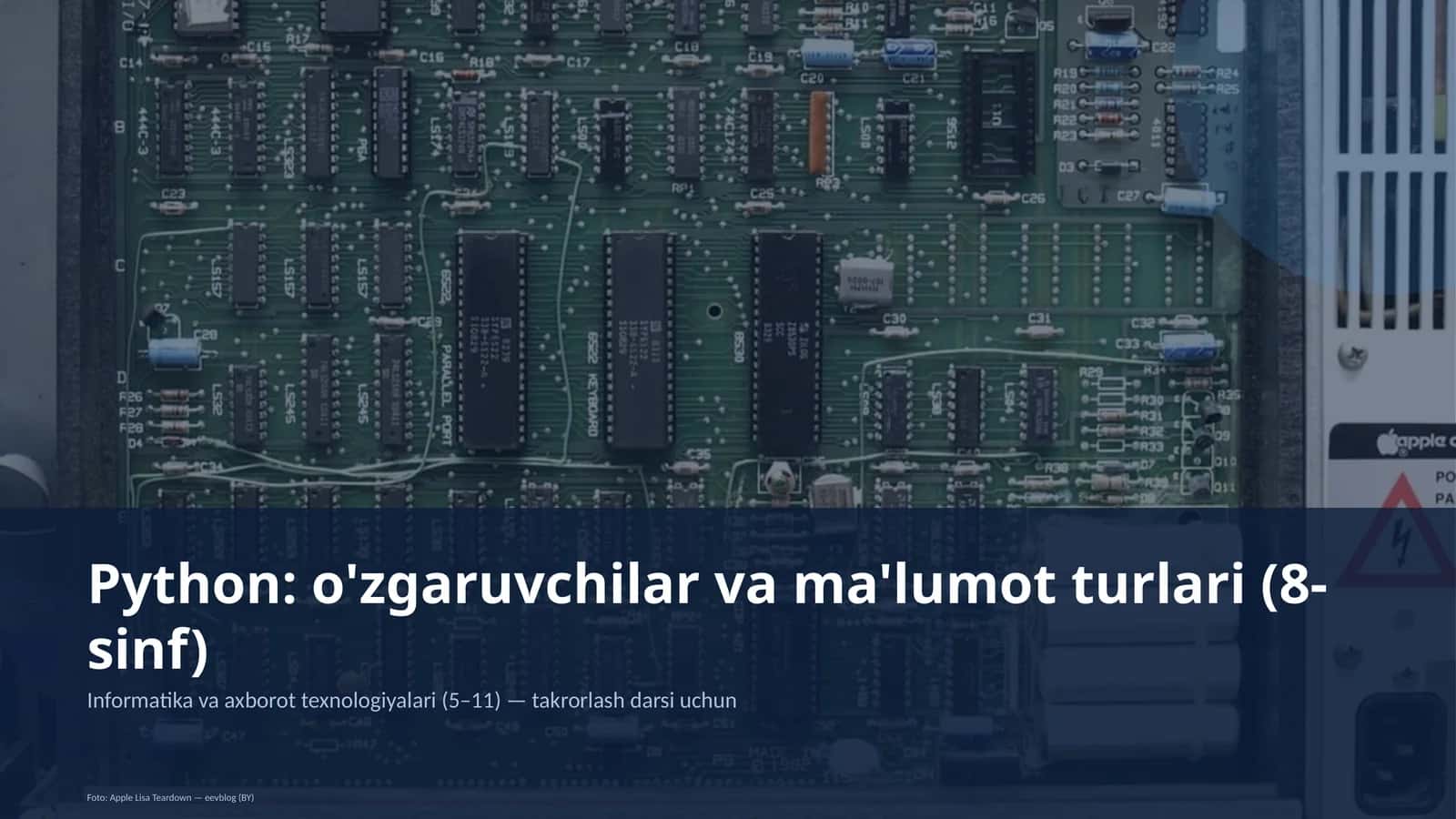 Python: o'zgaruvchilar va ma'lumot turlari (8-sinf) 1