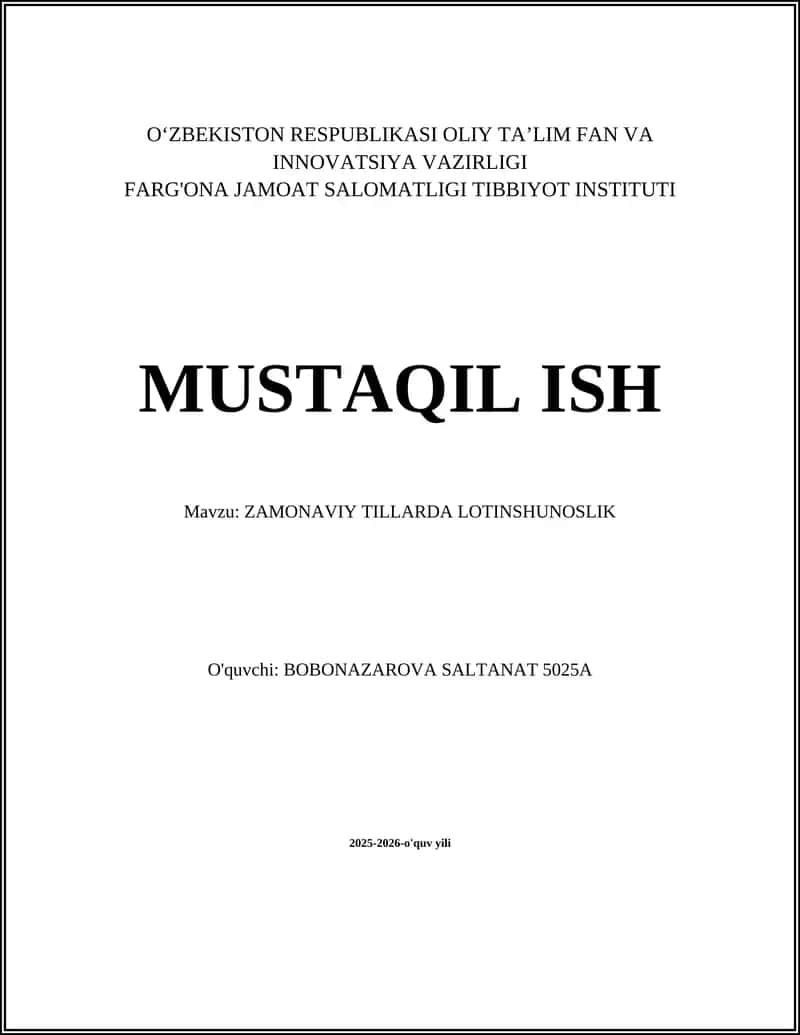 ZAMONAVIY TILLARDA LOTINSHUNOSLIK 1
