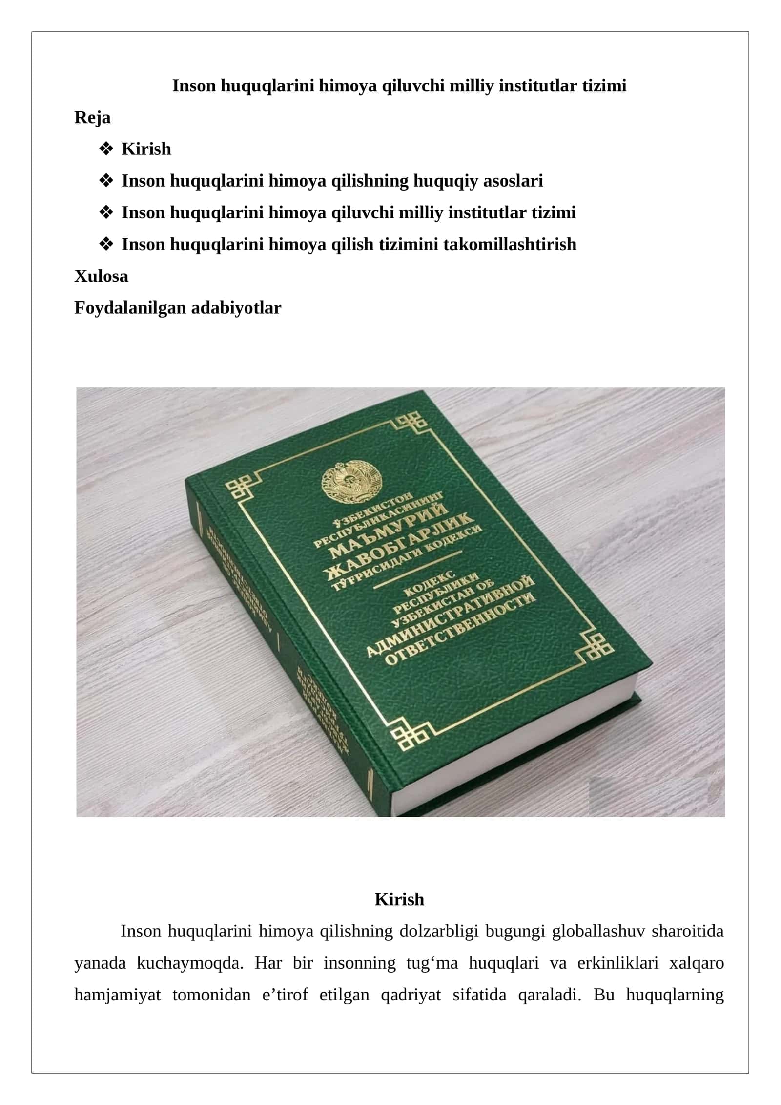 Inson huquqlarini himoya qiluvchi milliy institutlar tizimi 1