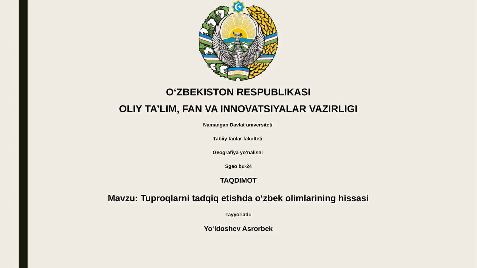 Tuproqlarni tadqiq etishda oʻzbek olimlarining hissasi 1