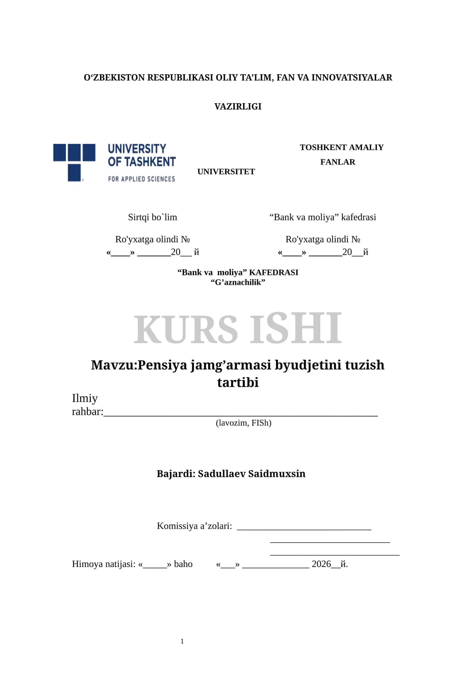 Pensiya jamg’armasi byudjetini tuzish tartibi 1