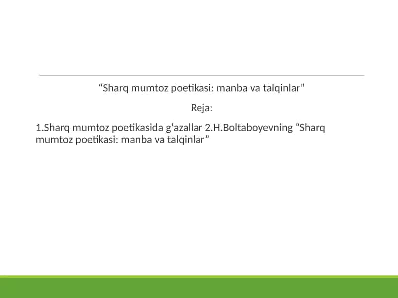 Sharq mumtoz poetikasi: manba va talqinlar 1